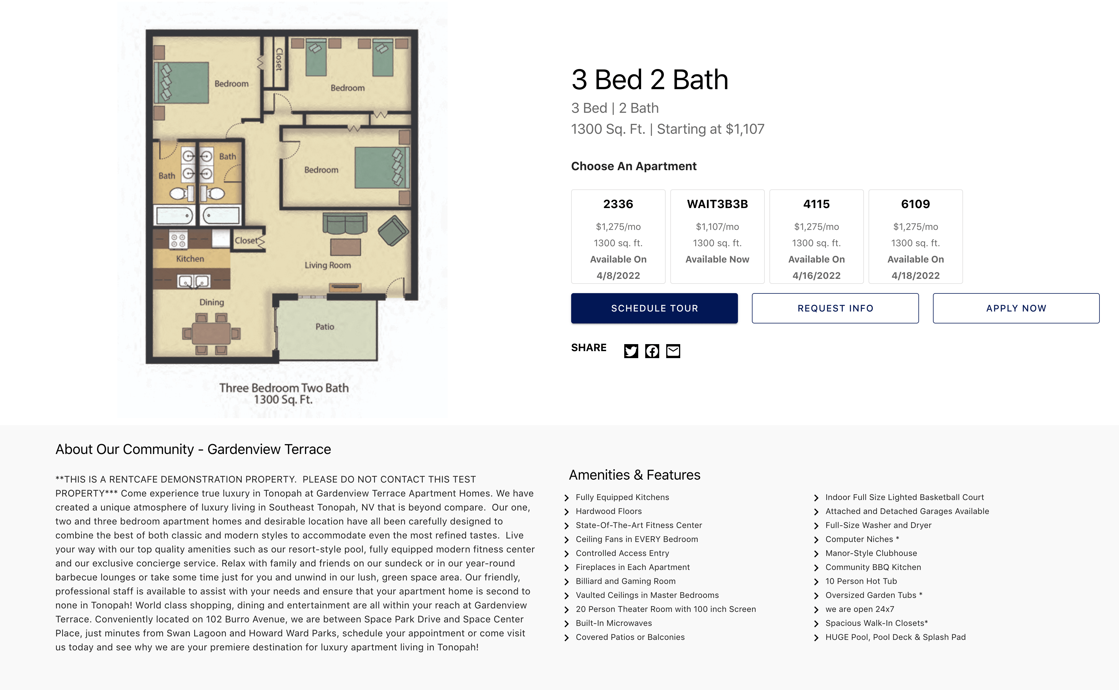 RentPress single floor plan