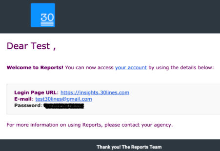 30 lines insights welcome email